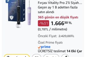 Oral-B Şarjlı/Elektrikli Diş Fırçası Vitality Pro 2’li Siyah&Lila Avantaj Paketi