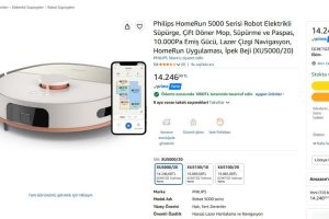 Philips HomeRun 5000 Serisi Robot Elektrikli Süpürge, Çift Döner Mop, Süpürme ve Paspas, 10.000Pa Emiş Gücü, Lazer Çizgi Navigasyon, HomeRun Uygulaması, İpek Beji (XU5000/20) — %92 İndirim