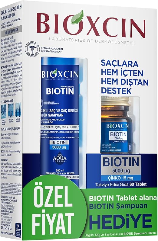 🚨 Bioxcin Biotin Saç Bakım Seti – Dökülme Karşıtı Şampuan 300 ml + Biotin 5000 mcg 60 Tablet – Saç Sağlığı İçin Takviye Edici Set — %24 İndirim