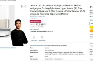 Dreame L50 Ultra Robot Süpürge 19.500 Pa – Akıllı AI Navigasyon, ProLeap Eşik Aşma, HyperStream Çift Fırça, Otomatik Boşaltma & Mop Yıkama, LDS Haritalama, Wi-Fi Uygulama Kontrollü, Yapay Zekâ Destekl