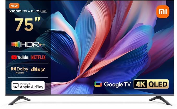 🚨 Xiaomi TV A Pro 75 2026 75 İnç 189 cm 4K UHD QLED Google TV Dolby Vision HDR Smart TV Siyah — %6 İndirim