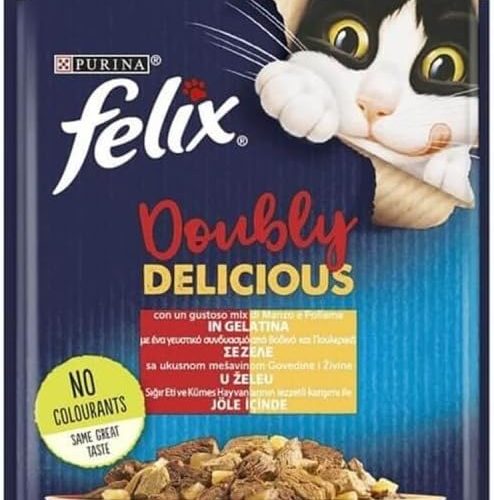 🚨 Felix Çifte Lezzet Yaş Kedi Maması, Sığır & Tavuklu, 85 g — %51 İndirim