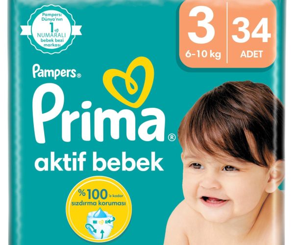 🚨 Prima Bebek Bezi Aktif Bebek 3 Beden 34 Adet Standart Paket — %33 İndirim