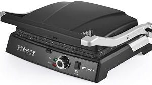 Conti CG-320 Bestost 2000W 6 Dilim Döküm Plakalı Tost ve Izgara Makinesi Alüminyum Çıkarılabilir Plakalar 180° Açılabilir Ayarlanabilir Termostat ve Yağ Haznesi Siyah