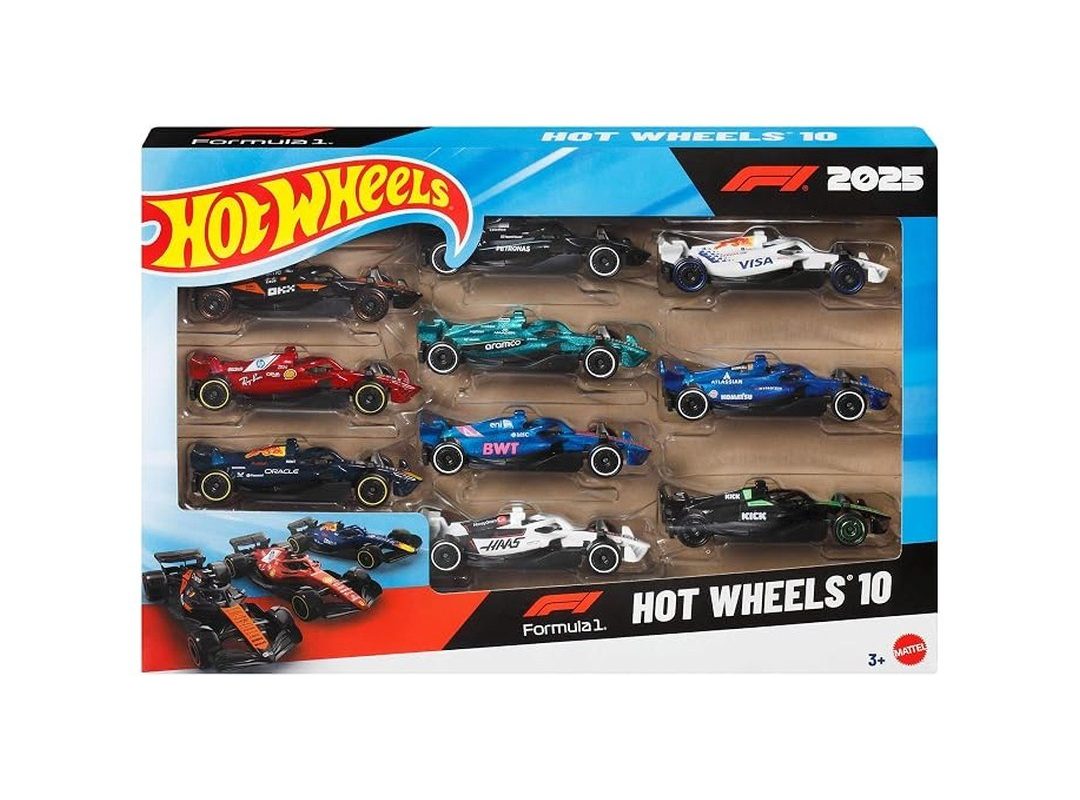 🛍️ Hot Wheels Formula 1 oyuncak arabalar, her biri 2025 F1 yarış takımlarını temsil eden 1:64 ölçekli 10’lu metal yarış arabası seti, gerçekçi ayrıntılar ile hem oynamak hem sergilemek için ideal, JMM24