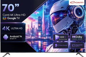 🚨 Conti 70″ 4K Ultra HD Google TV (CT70GT300U), HDR10, Frameless Çerçevesiz Tasarım, Dahili Uydu Alıcı, Wi-Fi, Bluetooth, 3x HDMI, 2x USB, Android 14 Smart TV