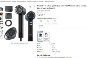 Pluzz X116 Ultra Iyonlu Saç Kurutma Makinesi Ultra Sessiz ve Hızlı Kurutma (Siyah)