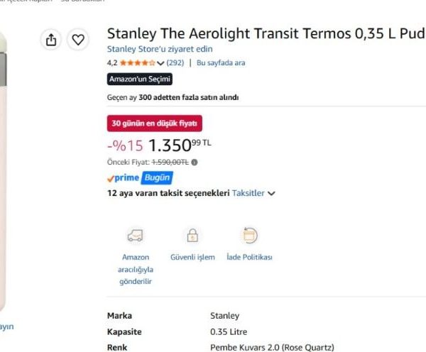 Stanley The Aerolight Transit Termos 0,35 L Pudra Pembe