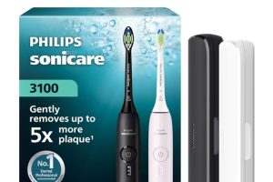 Philips Sonicare 3100 Sonic Şarjlı Diş Fırçası 2li Paket, Siyah ve Toz Pembe, 5 Kat Plak Temizliği, Basınç Sensörü, 14 Gün Şarj Ömrü, 3 Hız Ayarı,2 Şarj Standı, 2 Seyahat Kabı – HX4072/42