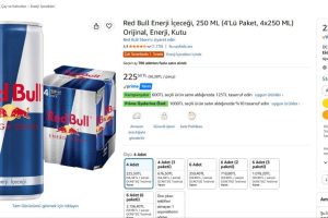 Red Bull Enerji İçeceği, 250 ML (4’Lü Paket, 4×250 ML) Orijinal, Enerji, Kutu — %63 İndirim
