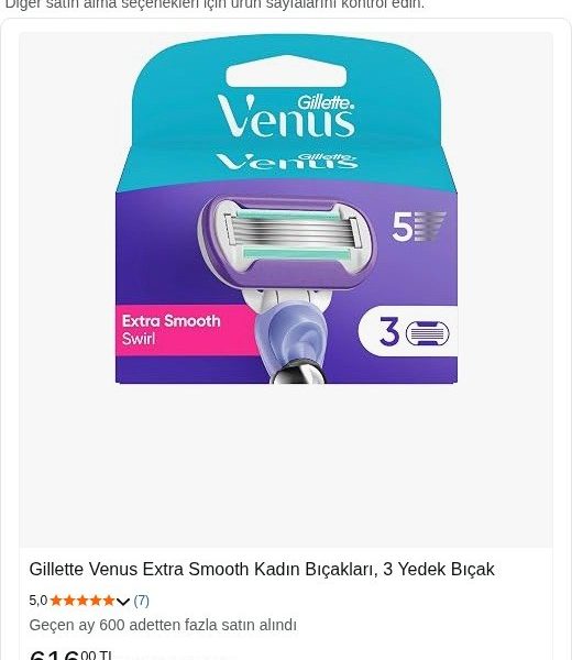 Gillette Venus Extra Smooth Kadın Bıçakları, 3 Yedek Bıçak — %18 İndirim