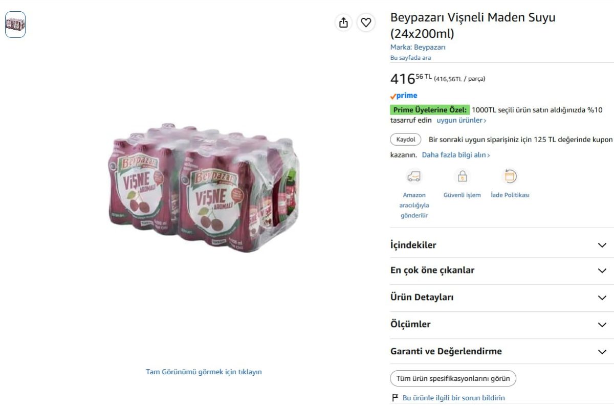 Beypazarı Vişneli Maden Suyu (24x200ml)