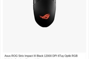 Asus ROG Strix Impact III Black 12000 DPI 6Tuş Optik RGB Kablolu Gaming (Oyuncu) Mouse