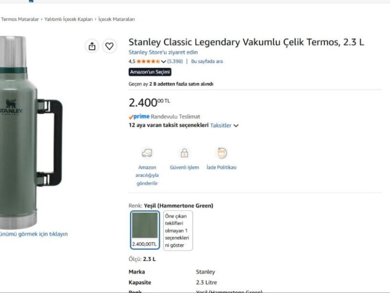 Stanley Classic Legendary Vakumlu Çelik Termos, 2.3 L