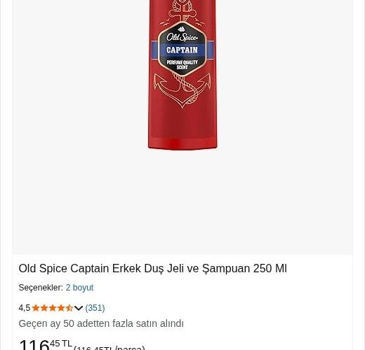 Old Spice Captain Erkek Duş Jeli ve Şampuan 250 Ml