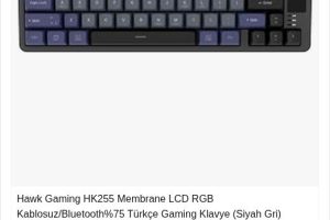 Hawk Gaming HK255 Membrane LCD RGB Kablosuz/Bluetooth%75 Türkçe Gaming Klavye (Siyah Gri)
