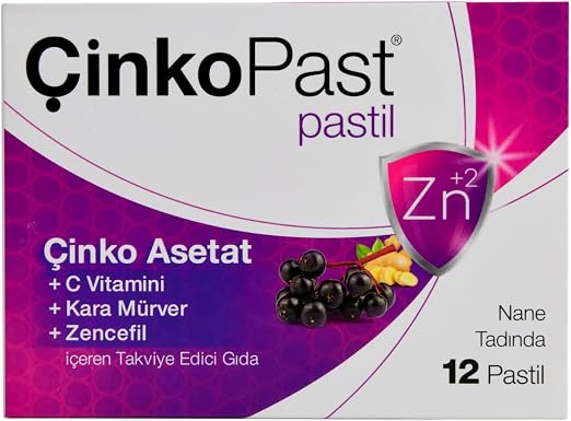 🚨 ÇinkoPast Kara Mürver & Zencefil Nane Aromalı – 12 Pastil