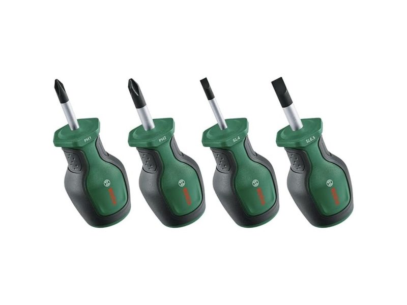 🛍️ Bosch Tornavida Güdük Seti 4 Parça (Sıkı Alanlarda Sabitlemek için Kompakt Tornavidalar; PH/SL; S2 Çelik; Yüksek Tork; Renk Kodlu; Manyetik Uç; Ergonomik Yumuşak Tutuş)