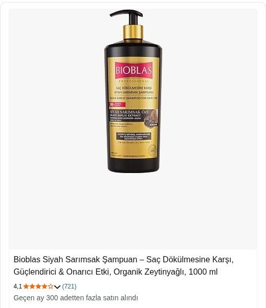 Bioblas Siyah Sarımsak Şampuan – Saç Dökülmesine Karşı, Güçlendirici & Onarıcı Etki, Organik Zeytinyağlı, 1000 ml