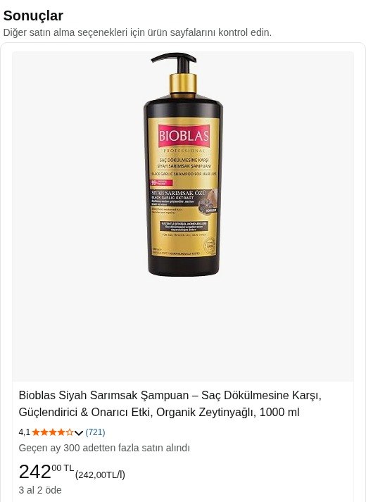 Bioblas Siyah Sarımsak Şampuan – Saç Dökülmesine Karşı, Güçlendirici & Onarıcı Etki, Organik Zeytinyağlı, 1000 ml