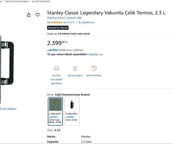 Stanley Classic Legendary Vakumlu Çelik Termos, 2.3 L