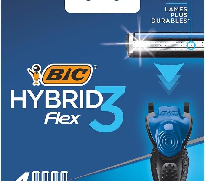 🚨 BIC Hybrid 3 Flex 4’lü Yedek Tıraş Bıçağı Kartuşu, 3 Nano Teknolojik Titanyum Bıçak, E Vitaminli Geniş Kayganlaştırıcı Band