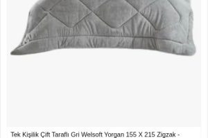 Tek Kişilik Çift Taraflı Gri Welsoft Yorgan 155 X 215 Zigzak – Damla – Baklava Desen
