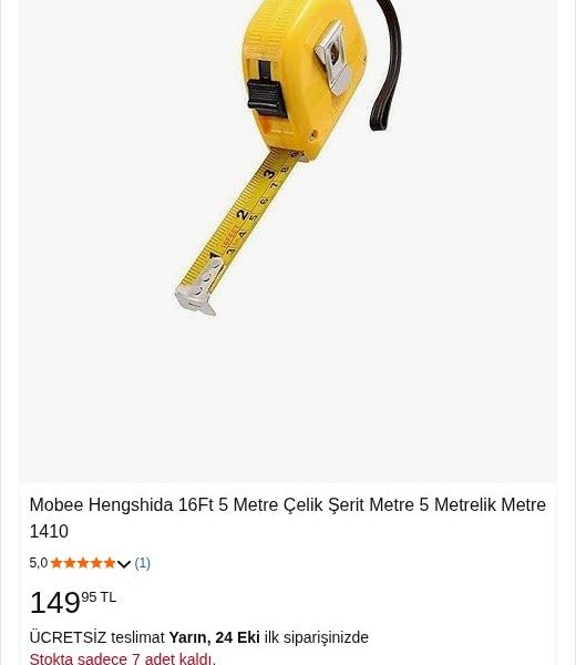 Mobee Hengshida 16Ft 5 Metre Çelik Şerit Metre 5 Metrelik Metre 1410