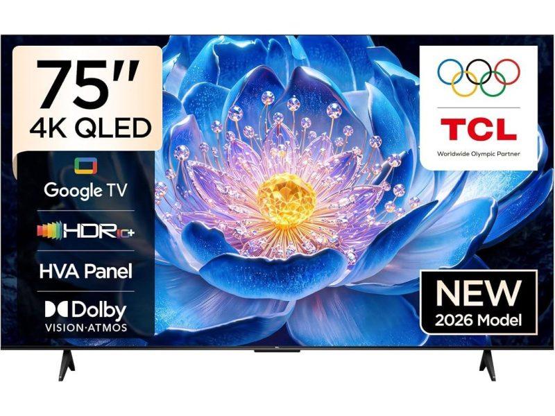 🛍 TCL 75 inç Akıllı TV 75T6D 4K Premium QLED Renkli Quantum Crystal HDR10+ Oyun Google TV, Dolby Vision Atmos, DTS Virtual X, MEMC, Sesli Kontrol, Game Master ve İnce Tasarım (2026 Modeli)