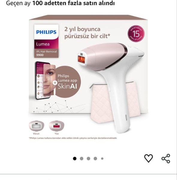 Philips Lumea 9900 Serisi BRI950/02 IPL Tüy Alma, SkinAIUygulama, Vücut ve Yüz için 2 Başlık, Çanta