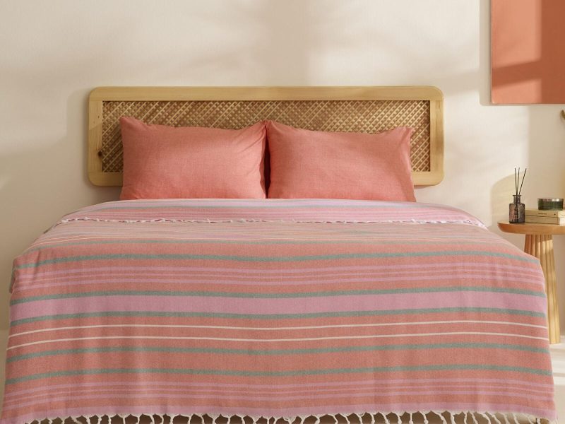 🚨 Karaca Home Lynora Çift Kişilik Peştamal Pike Takımı Turuncu