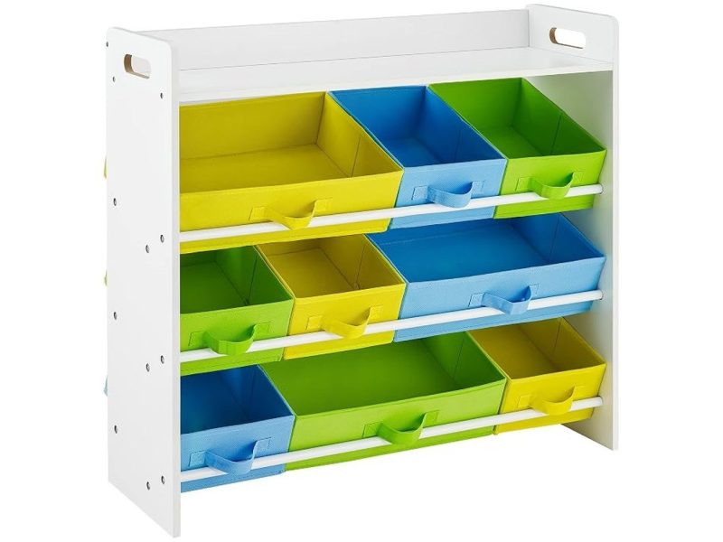 🛍️ SONGMICS Çocuk Odası Rafı, 9 Çıkarılabilir Polar Sepetli Oyuncak Düzenleyici, Çocuk Odası Için Oyuncak ve Kitaplık, Beyaz Çerçeve, Gkr31Wt, 78 X 26,5 X 82,5 Cm
