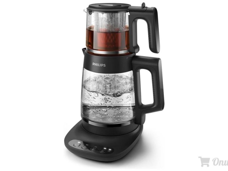Philips 5000 Serisi Çay Makinesi – Otomatik Sıcak Tutma, 2,2L Ekstra Geniş Kapasite, 0,9L Cam Demlik, 1900W Güç (Hd7360/