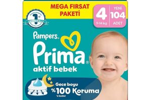 🛍️ Prima Bebek Bezi Aktif Bebek Mega Fırsat Paketi 4 Beden 104 Adet