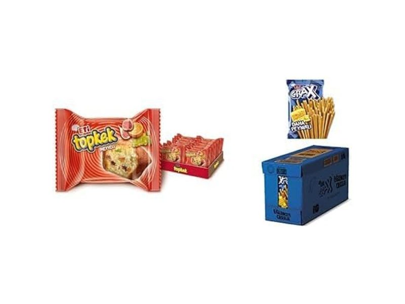 🛍️ Eti Topkek Meyveli Kek 40 g x 24 Adet & Eti Crax Peynirli Çubuk Kraker 50 g x 20 Adet