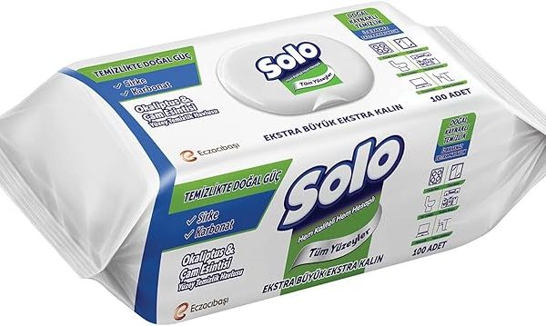 🚨 SOLO Yüzey Temizleme Mendili Doğal Güç Okaliptus & Çam, 100 Yaprak — %33 İndirim