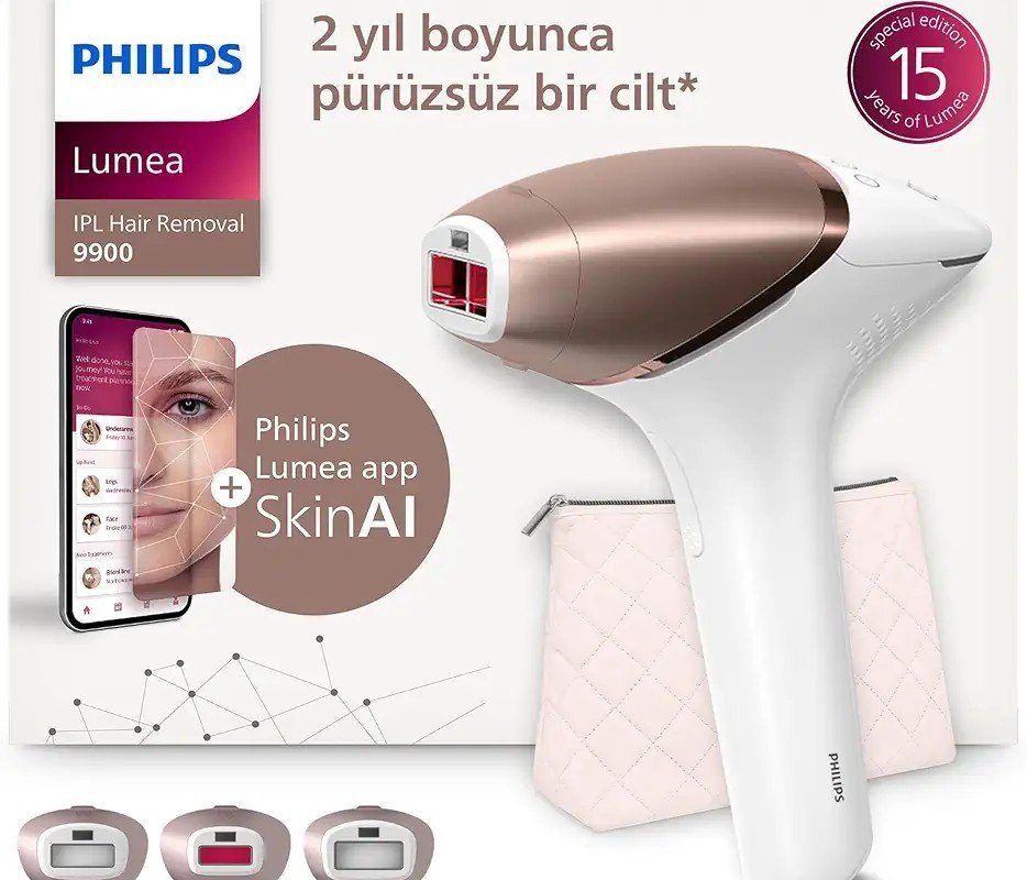 Philips Lumea 9900 Serisi BRI953/01 IPL Tüy Alma, SkinAI Uygulama,Vücut,Yüz ve Bikini,3 Başlık,Çanta