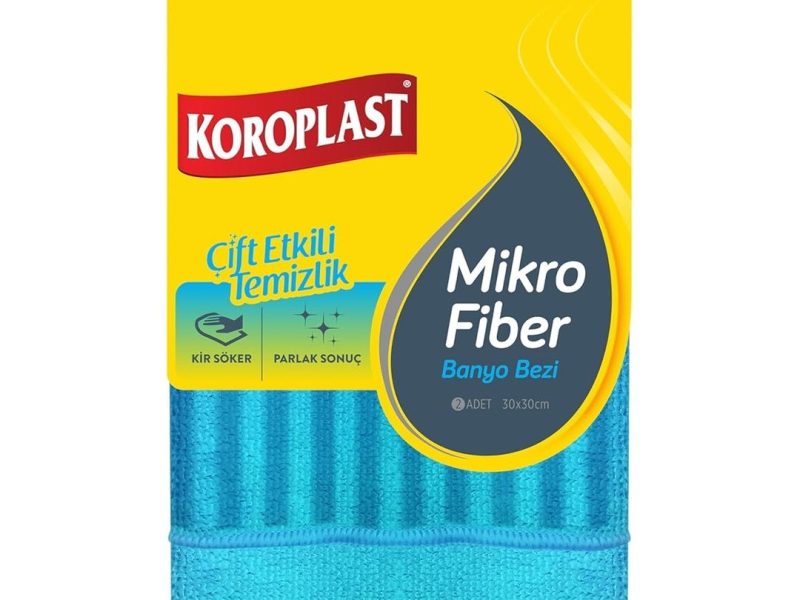 🛍️ Koroplast Mikrofiber Banyo Bezi 2’li Set, Çift Taraflı Ekstra Hızlı Kuruyan Mikrofiber Temizlik Bezi Seti 30×30 cm, Kir Sökücü Tasarım, Yüksek Emiş Gücü, Tüy Çizik Bırakmayan Banyo Temizlik Bezi Seti