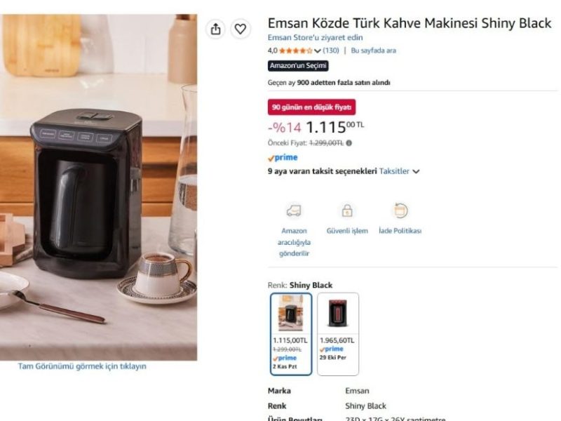 Emsan Közde Türk Kahve Makinesi Shiny Black