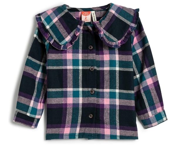 🛍️ Koton Kız Bebek Oduncu Gömlek Geniş Bebe Yaka Fırfır Detaylı Pamuklu Yumuşak Dokulu Pembe Kareli, 3/4 Ay
