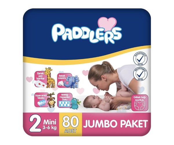 🛍️ Paddlers Bebek Bezi 2 Numara Mini (3 6 Kg) 80 Adet – Jumbo Paket