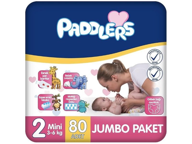 🛍️ Paddlers Bebek Bezi 2 Numara Mini (3 6 Kg) 80 Adet – Jumbo Paket