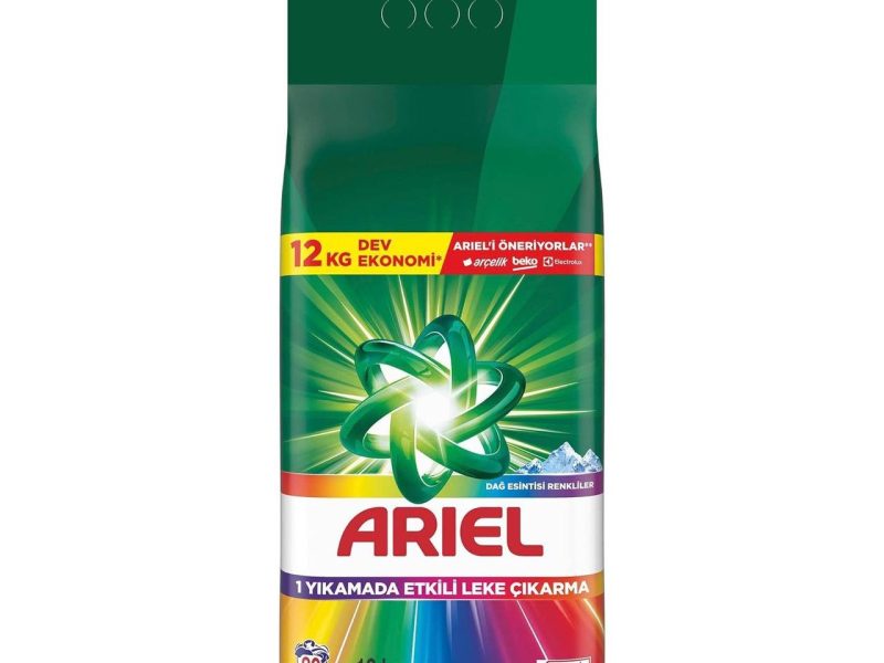Ariel Dağ Esintisi Renkliler Toz Çamaşır Deterjanı 12 Kg 80 Yıkama