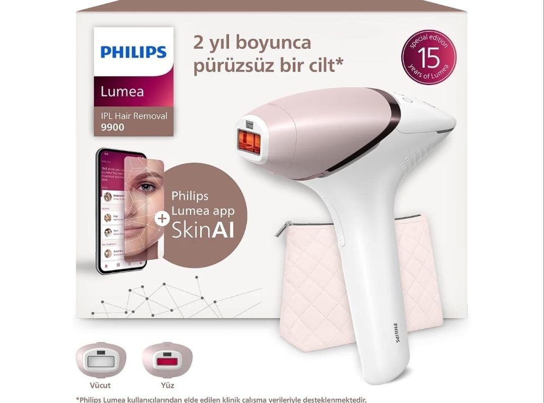 Philips Lumea 9900 Serisi BRI950/02 IPL Tüy Alma, SkinAI Uygulama, Vücut ve Yüz için 2 Başlık, Çanta
