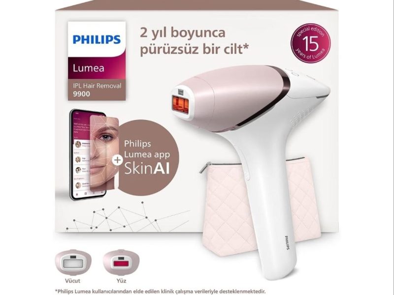 Philips Lumea 9900 Serisi BRI950/02 IPL Tüy Alma, SkinAI Uygulama, Vücut ve Yüz için 2 Başlık, Çanta