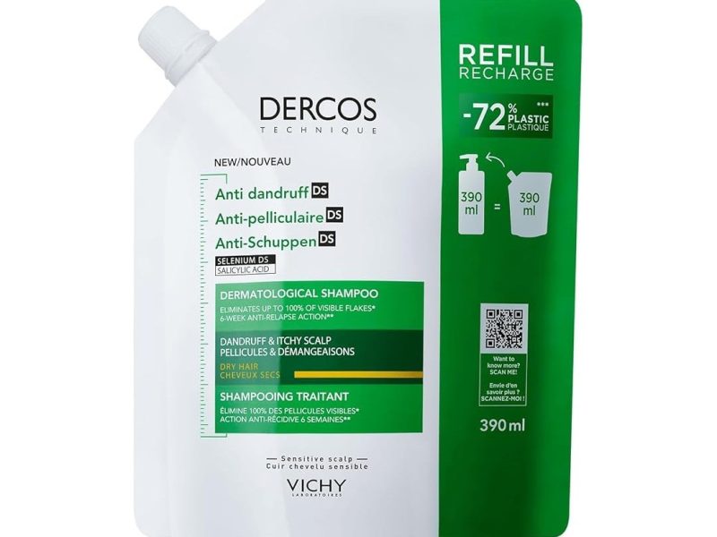 🛍️ VICHY Dercos Anti Dandruff Kuru Saçlar İçin Kepek Karşıtı Bakım Şampuanı Yeniden Dolum Paketi 390 ml