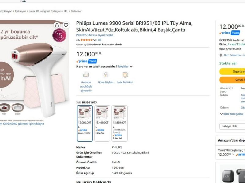 Philips Lumea 9900 Serisi BRI951/03 IPL Tüy Alma, SkinAI,Vücut,Yüz,Koltuk altı,Bikini,4 Başlık,Çanta