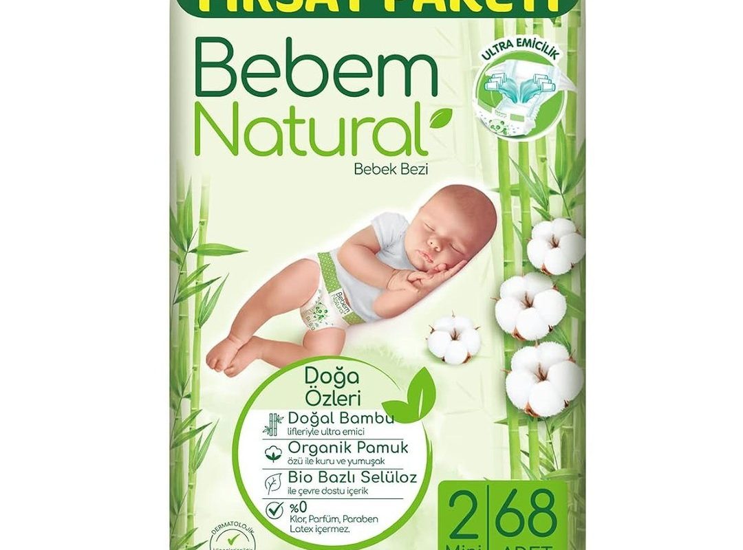 🛍️ Bebem Natural Bebek Bezi Mini 2 Beden Fırsat Paketi 68 Adet