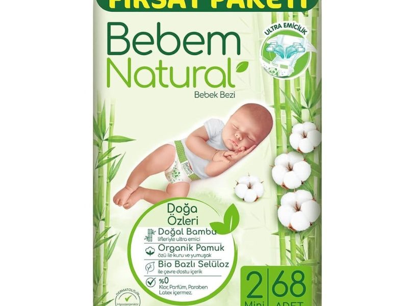 🛍️ Bebem Natural Bebek Bezi Mini 2 Beden Fırsat Paketi 68 Adet