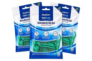 🛍️ StopEver Well Tooth Kürdanlı Diş İpi 3’lü Paket | Nane Aromalı | 150 Adet (3 x 50) | Diş Arası Temizliği, Ağız Hijyeni ve Günlük Kullanım için İdeal